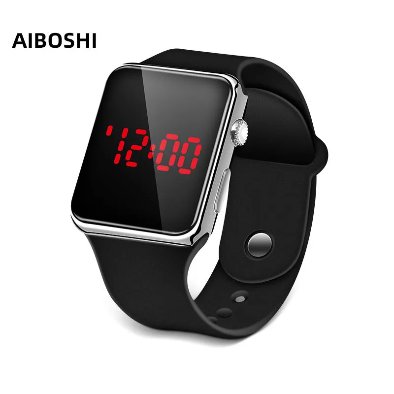 Electroplated Apple Electronic Watch Fashion Outdoor Sports Student Children LED Electronic Watch Men and Women