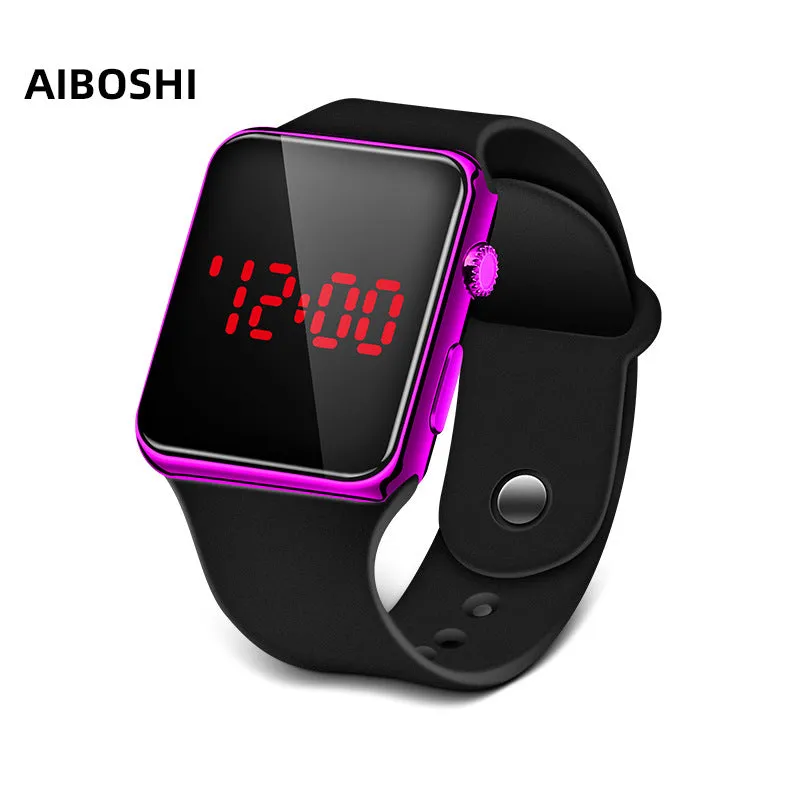 Electroplated Apple Electronic Watch Fashion Outdoor Sports Student Children LED Electronic Watch Men and Women