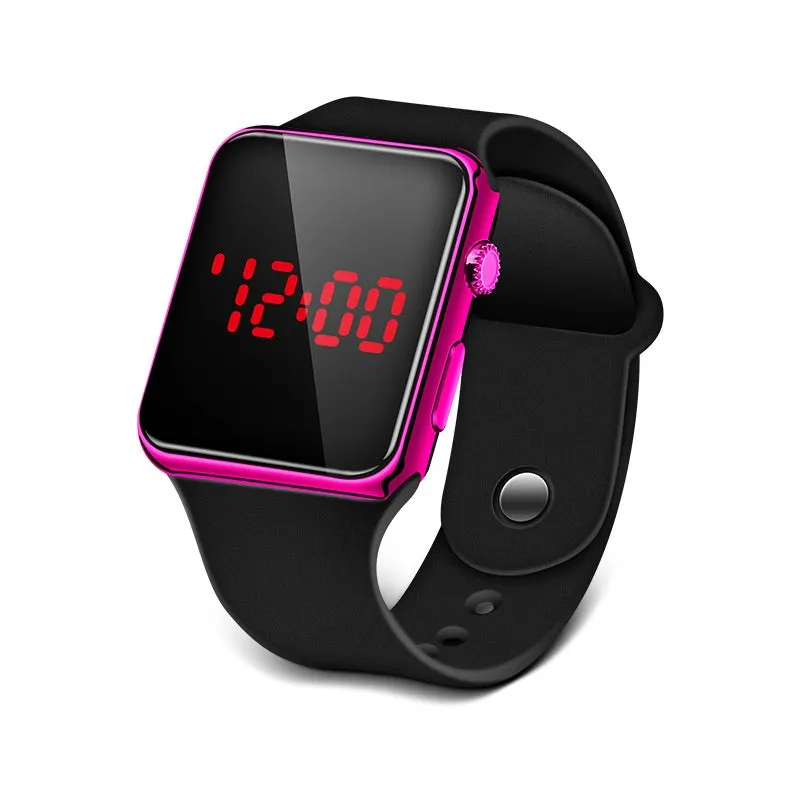 Electroplated Apple Electronic Watch Fashion Outdoor Sports Student Children LED Electronic Watch Men and Women