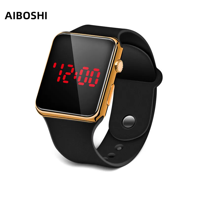 Electroplated Apple Electronic Watch Fashion Outdoor Sports Student Children LED Electronic Watch Men and Women