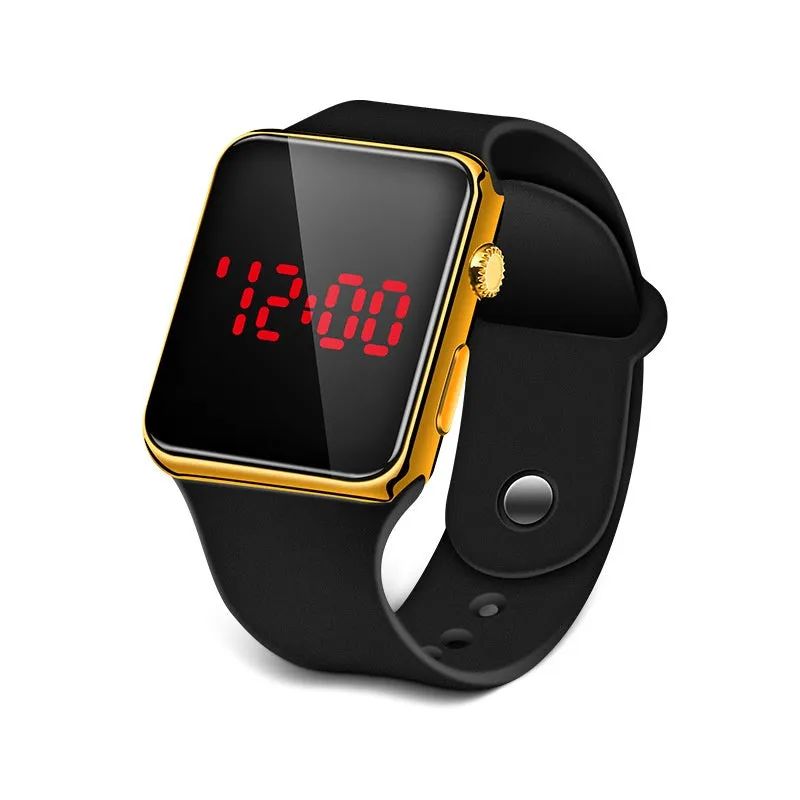 Electroplated Apple Electronic Watch Fashion Outdoor Sports Student Children LED Electronic Watch Men and Women