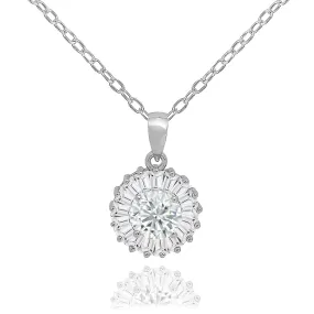 Ellee 18k White Gold Plated Silver Pendant Necklace with Simulated Diamond Crystals