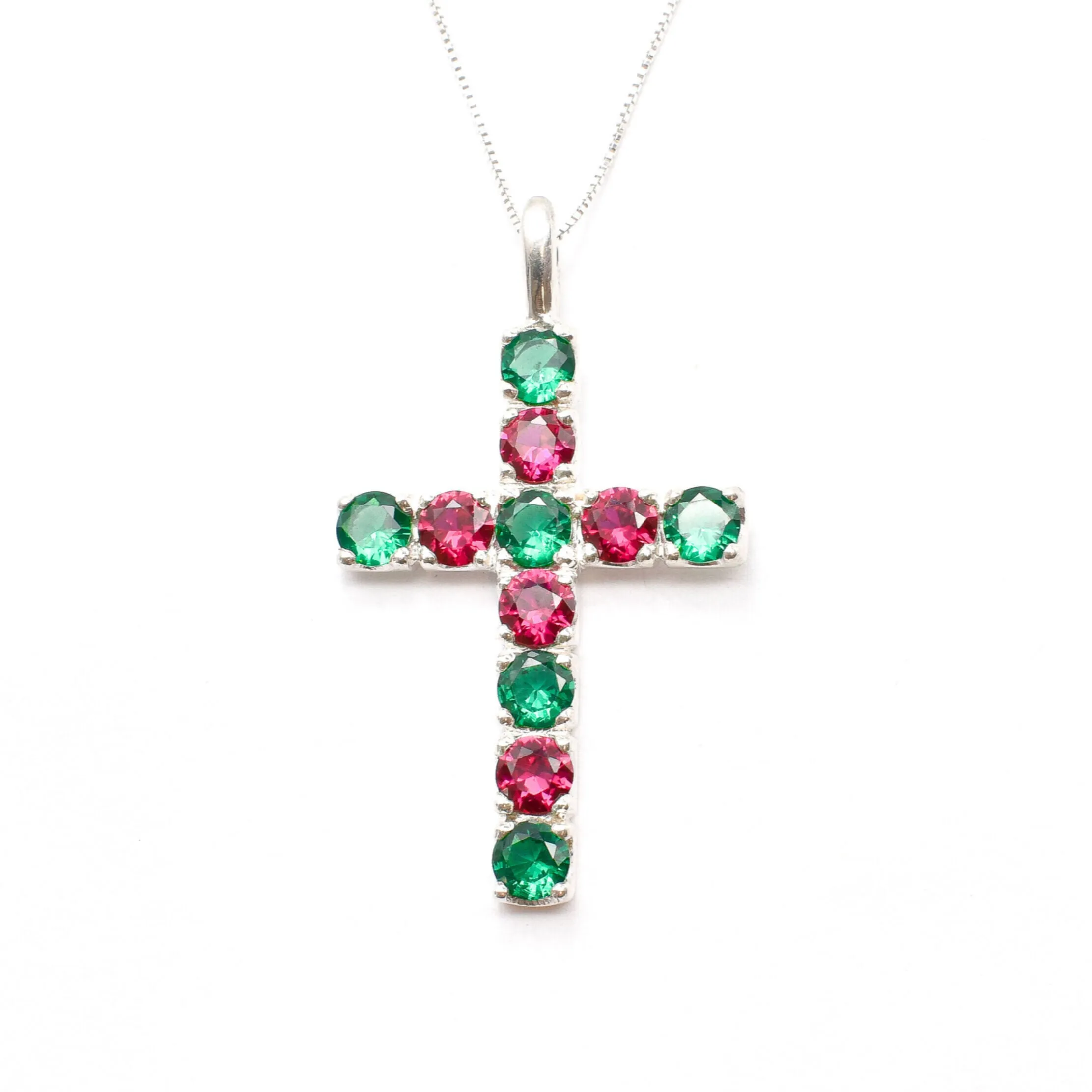 Emerald Cross Pendant - Ruby Cross Necklace - Statement Cross Necklace