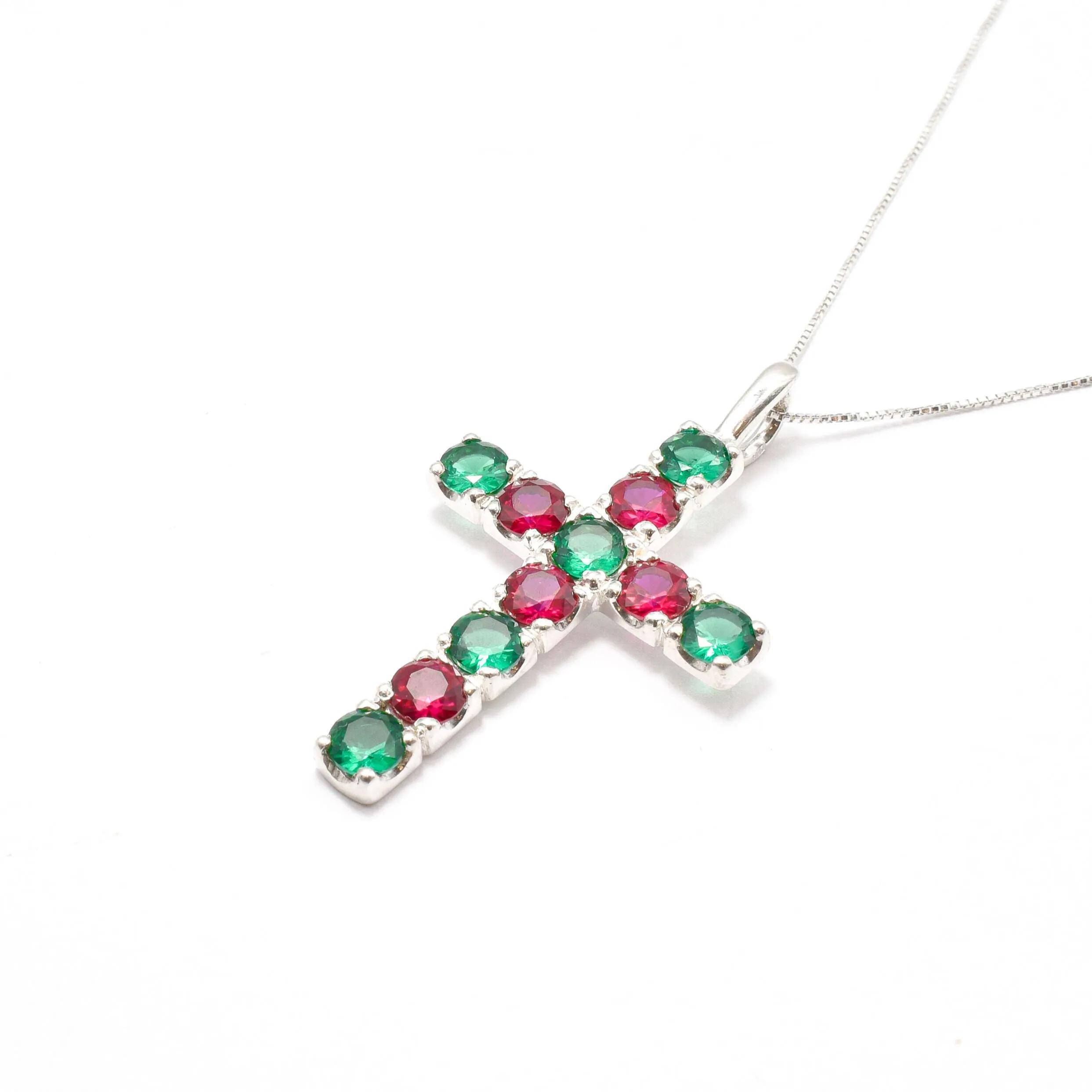 Emerald Cross Pendant - Ruby Cross Necklace - Statement Cross Necklace