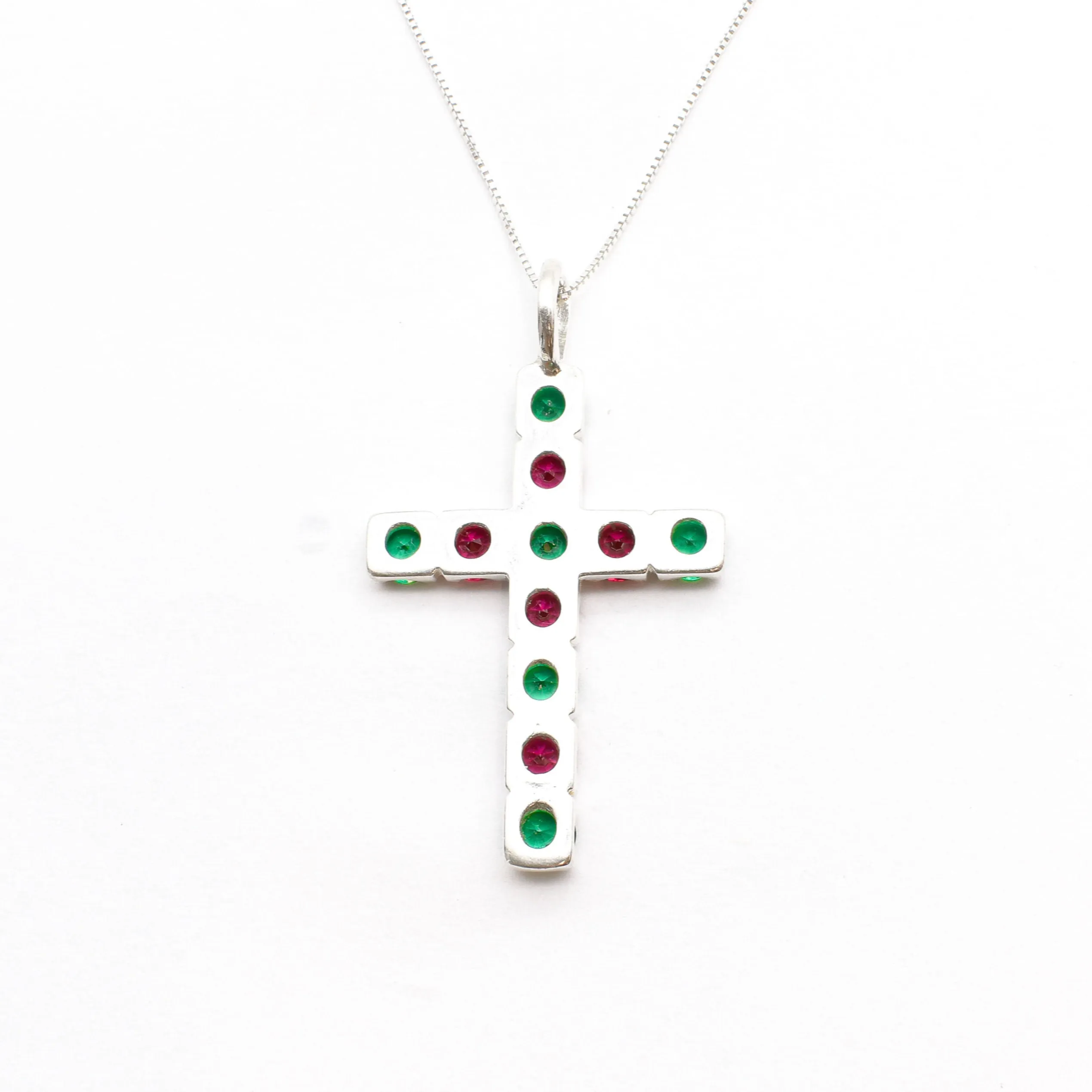 Emerald Cross Pendant - Ruby Cross Necklace - Statement Cross Necklace