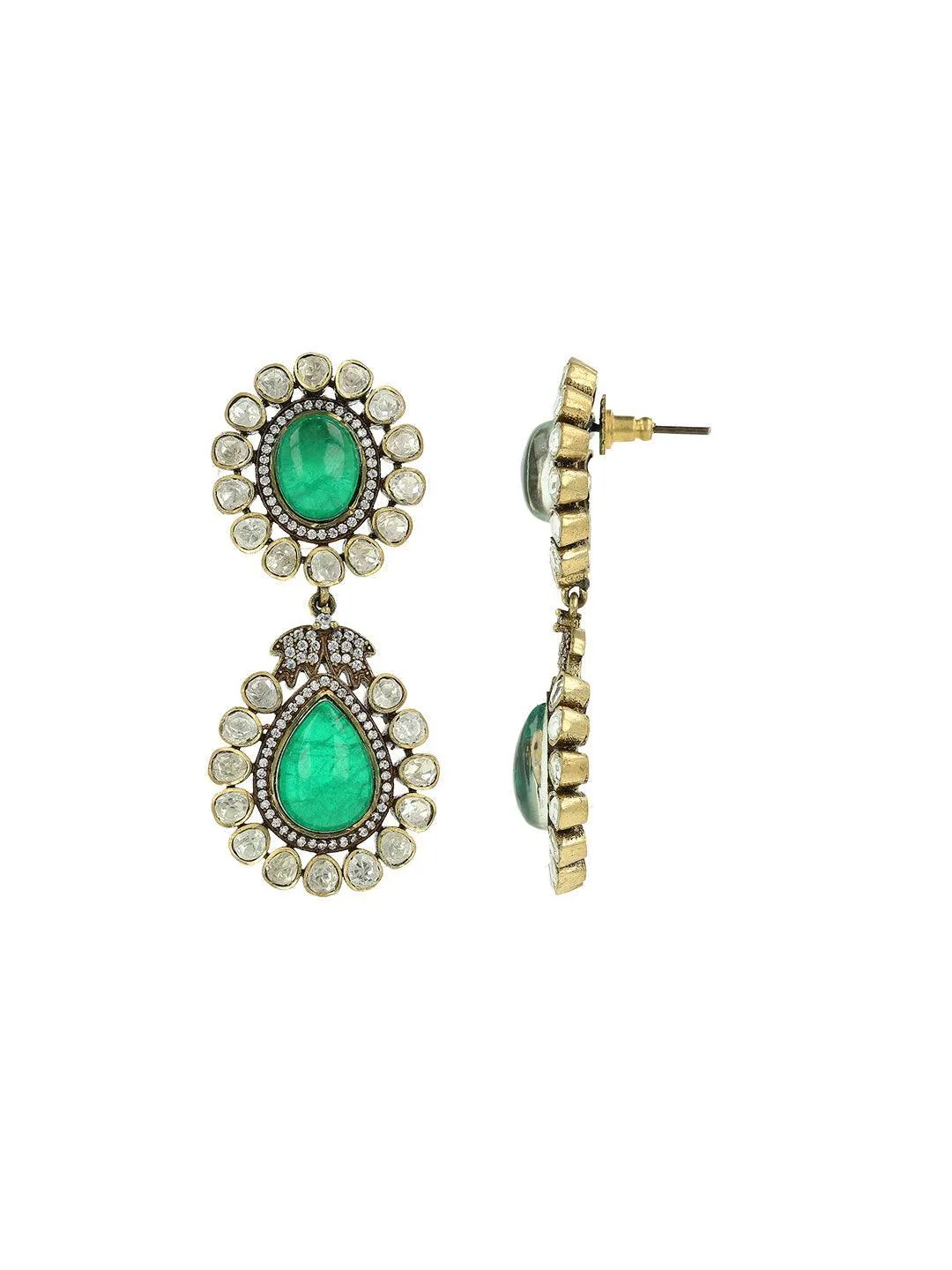 Emerald Doublet Earrings Green