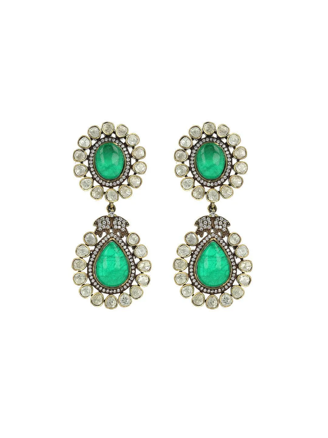 Emerald Doublet Earrings Green