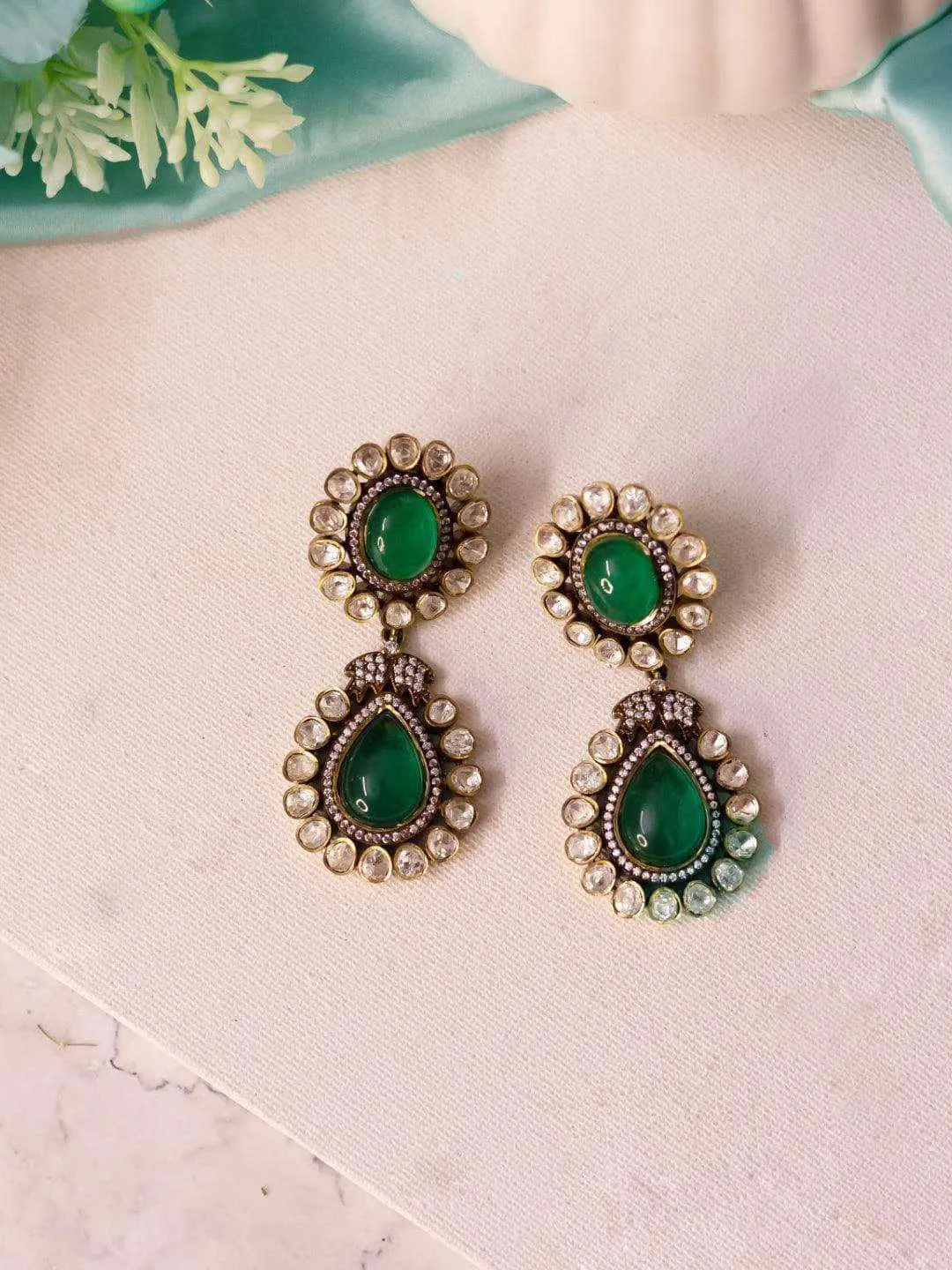 Emerald Doublet Earrings Green