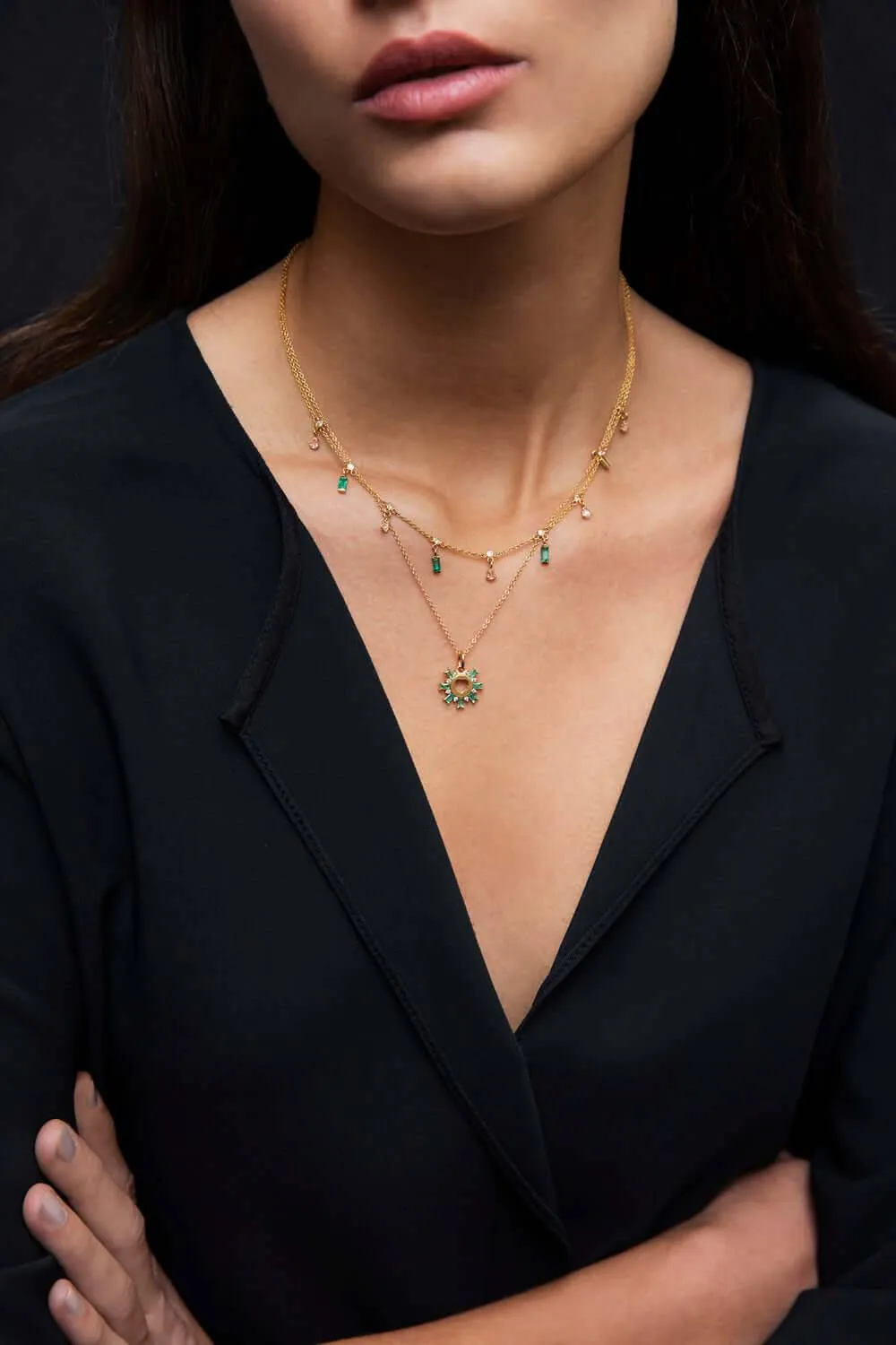 Emerald Drops Necklace Y14-D-EM
