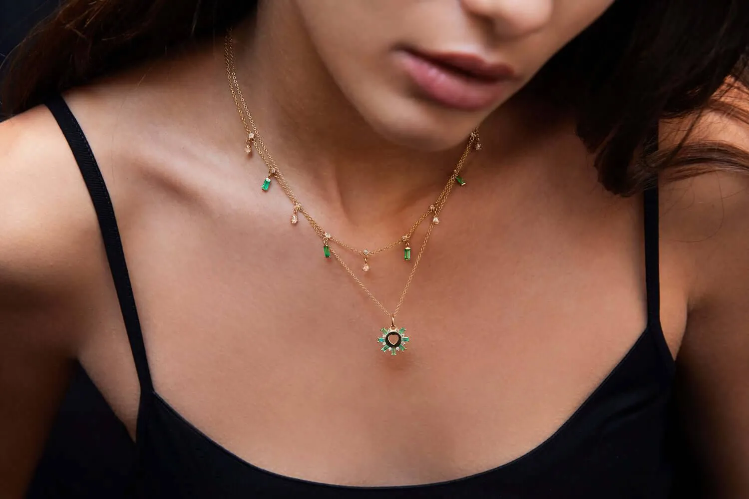 Emerald Drops Necklace Y14-D-EM