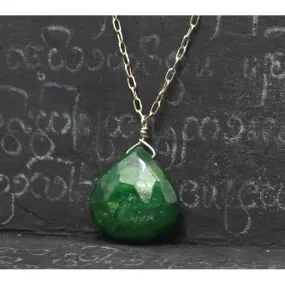 Emerald Necklace On Sterling Silver Chain With Sterling Silver Spring Clasp 2