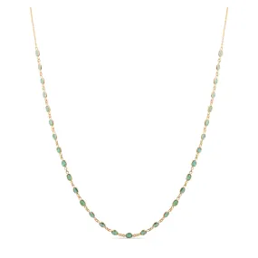 Emerald Oval Necklace In 18K Yellow Gold