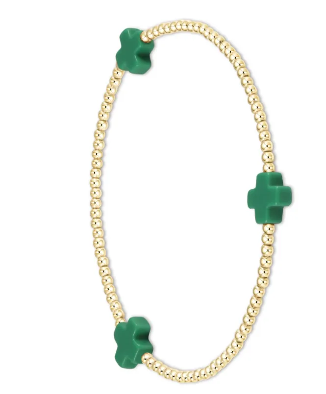 enewton Signature Cross 2mm Gold Bead with Emerald Cross Bracelet