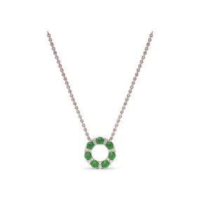 Fana Shared Prong Emerald and Diamond Circle Necklace