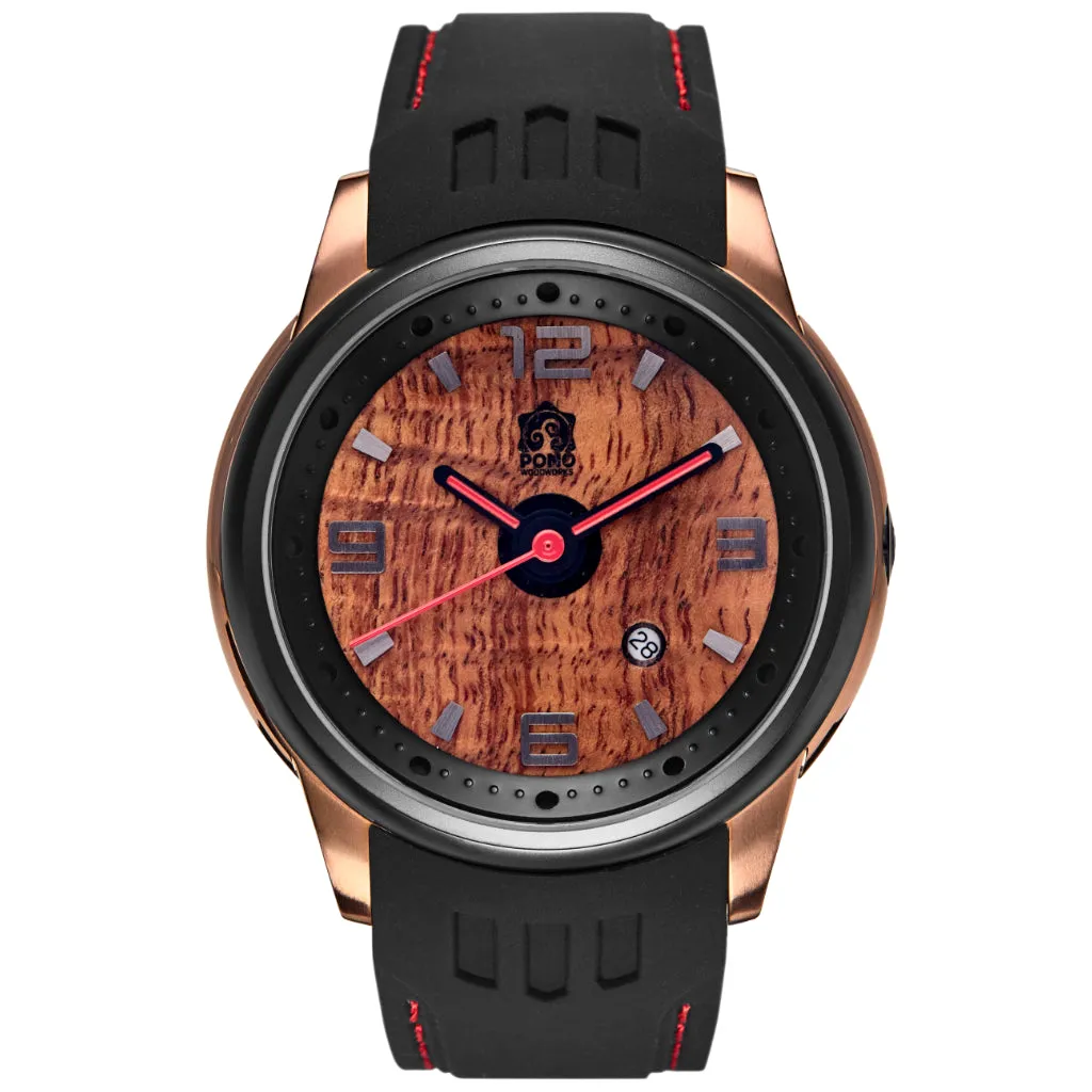 Fissure 8 Koa Wood Watch (Rose-Gold & Lava Color)