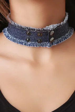 Frayed Hem Snap Choker