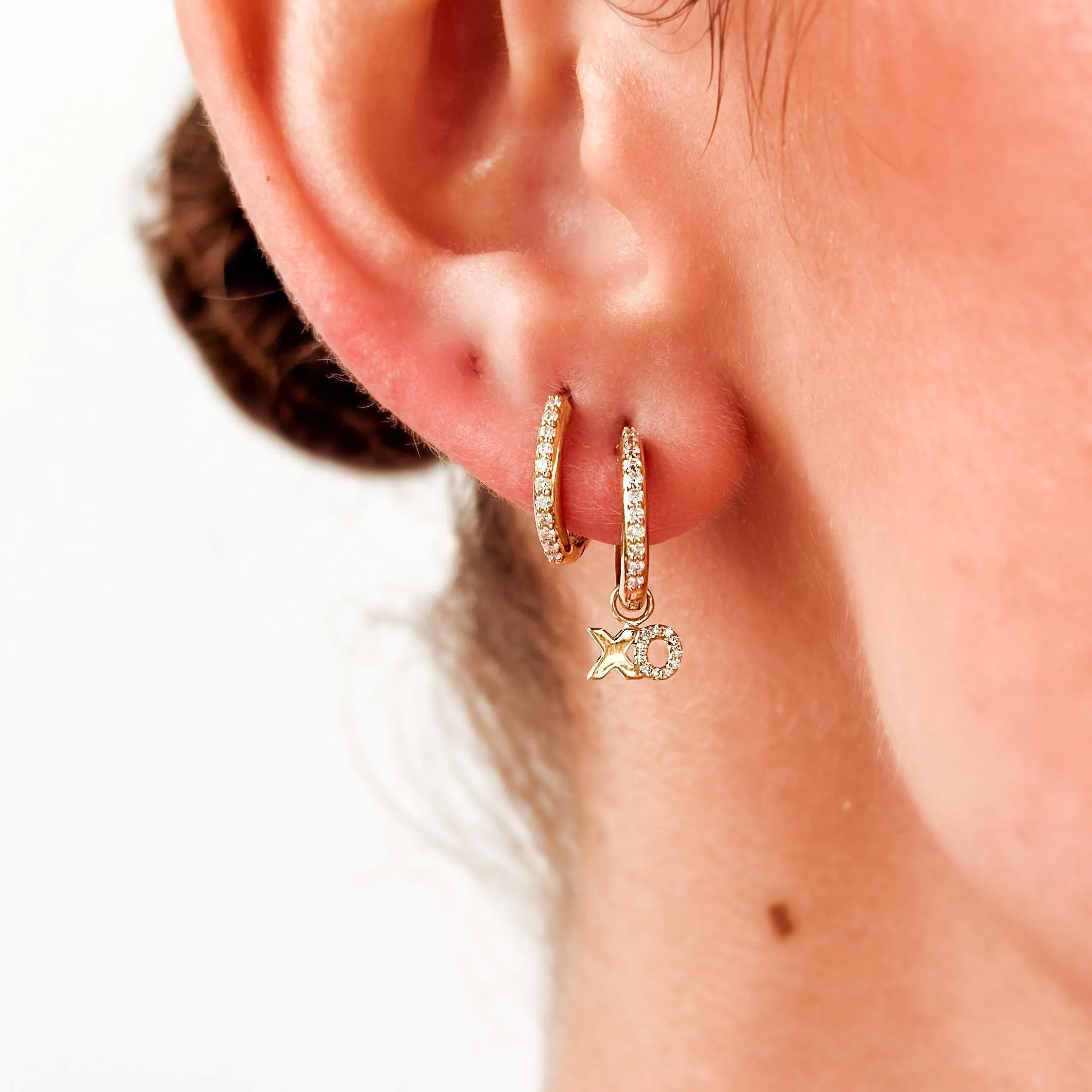 FUSE by Roset - 10K Gold Ear Charms Hugs & Kisses Diamond  "XO, ROSET"