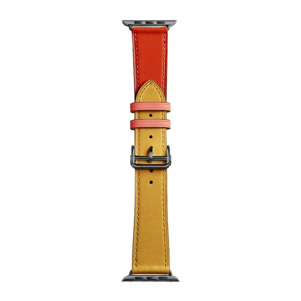 Genuine leather rose gold buckle watch band for Apple Watch Series 6 / 5 44mm - Succinite / Orange