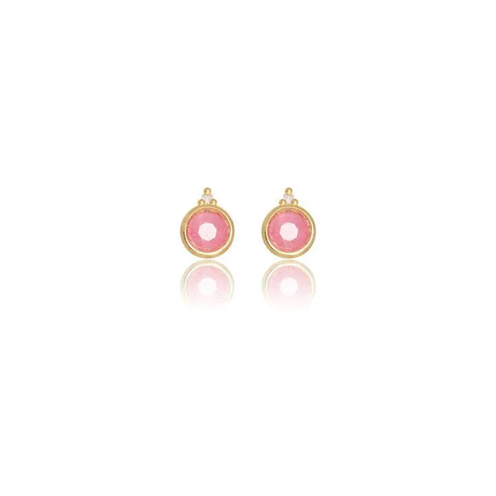 Georgini Natural Ruby and Two Natural Diamond July Earrings - Gold