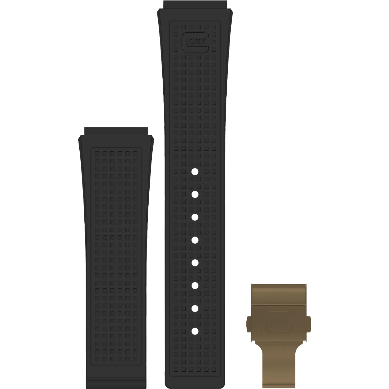 Glock Silicone Watch Strap: Black RTF with Copper Tone Clasp 22mm