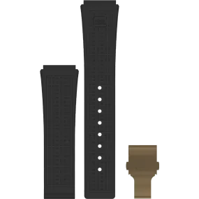 Glock Silicone Watch Strap: Black RTF with Copper Tone Clasp 22mm