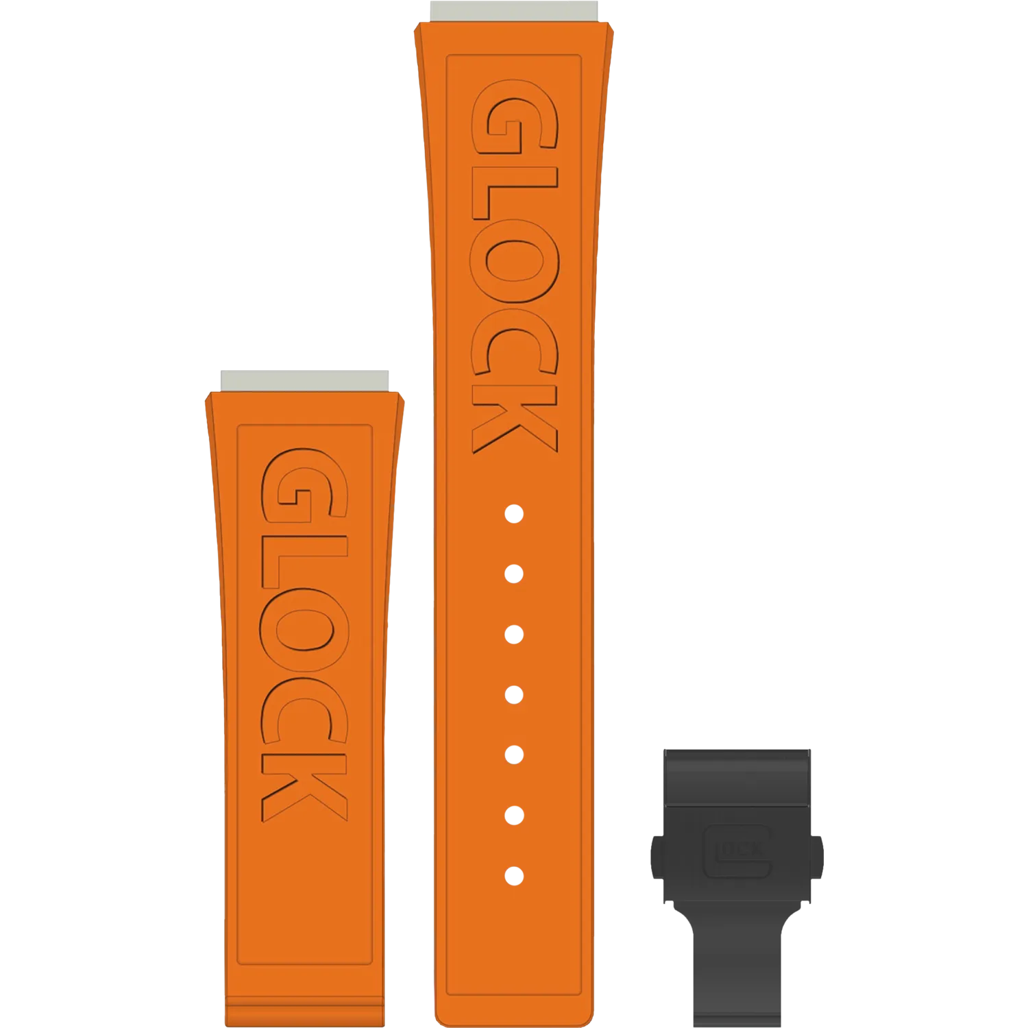 Glock Silicone Watch Strap: Orange Logo with Black Clasp 22mm