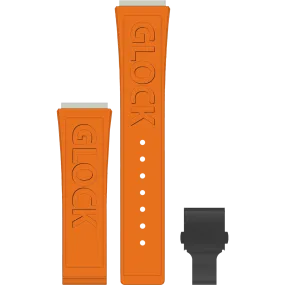 Glock Silicone Watch Strap: Orange Logo with Black Clasp 22mm
