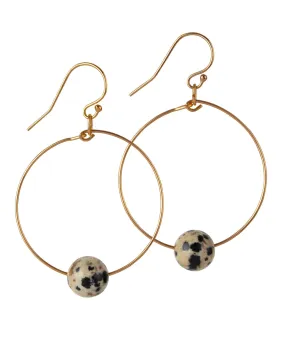 Gold Filled Dalmatian Jasper Hoop Earrings