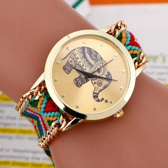 Gold Tribal Chain Elephant Watch