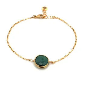 golden bezel-set emerald bracelet