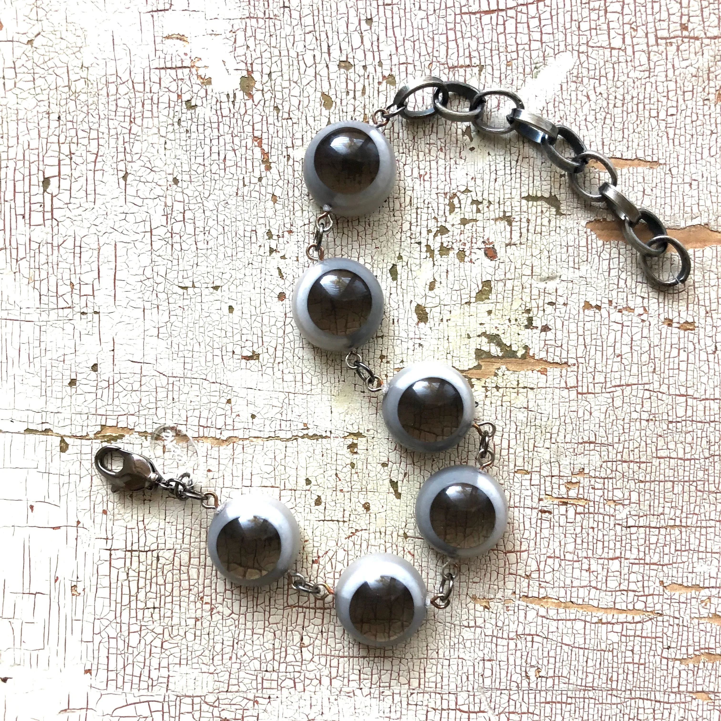 Grey Color-Block Disc Stations Bracelet