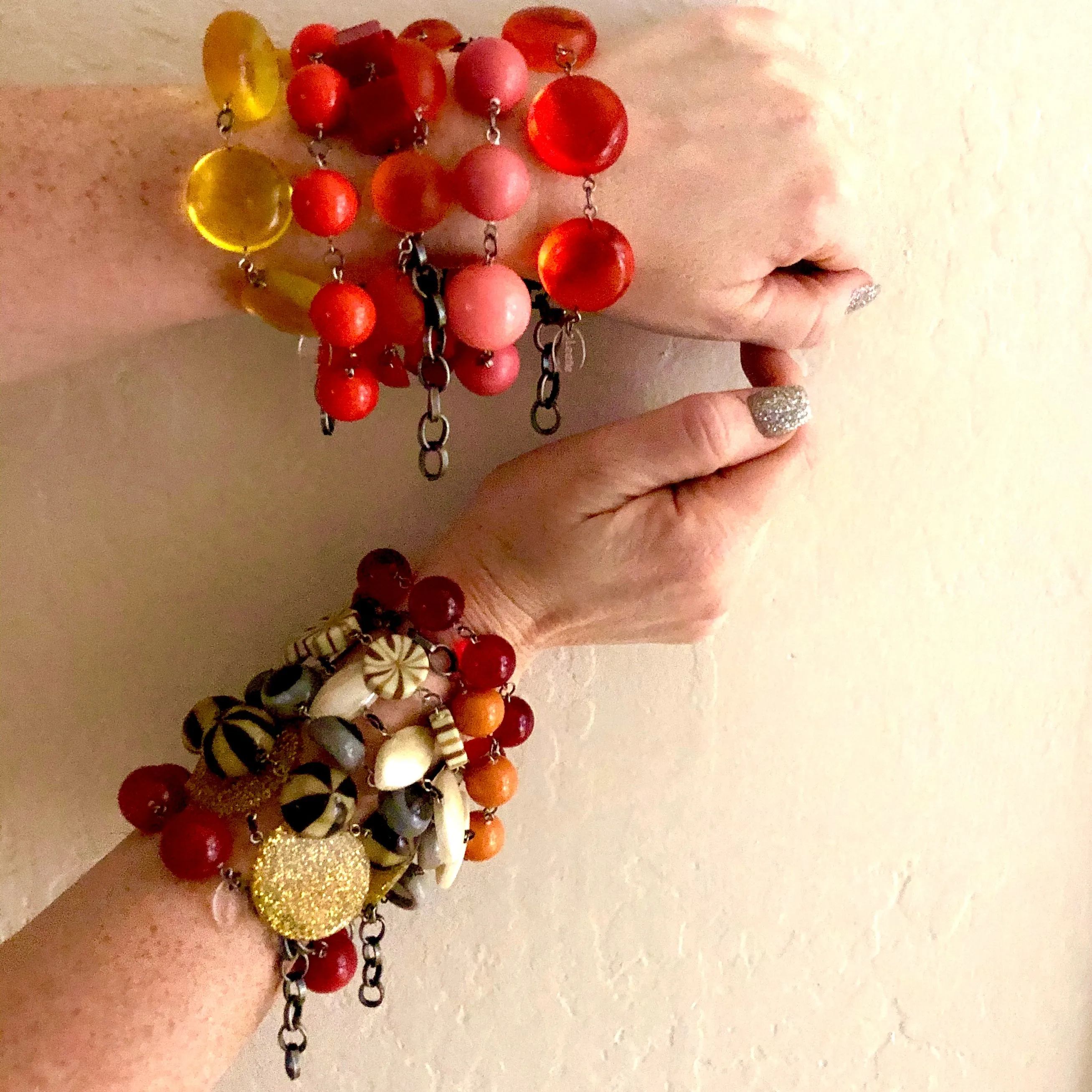 Grey Color-Block Disc Stations Bracelet