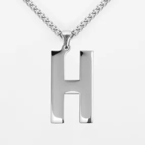 H Letter Pendant with Chain Kids Necklace - Stainless Steel