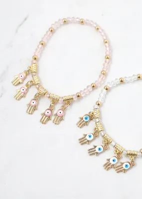 Hamsa Hands   Crystal Beads Bracelet