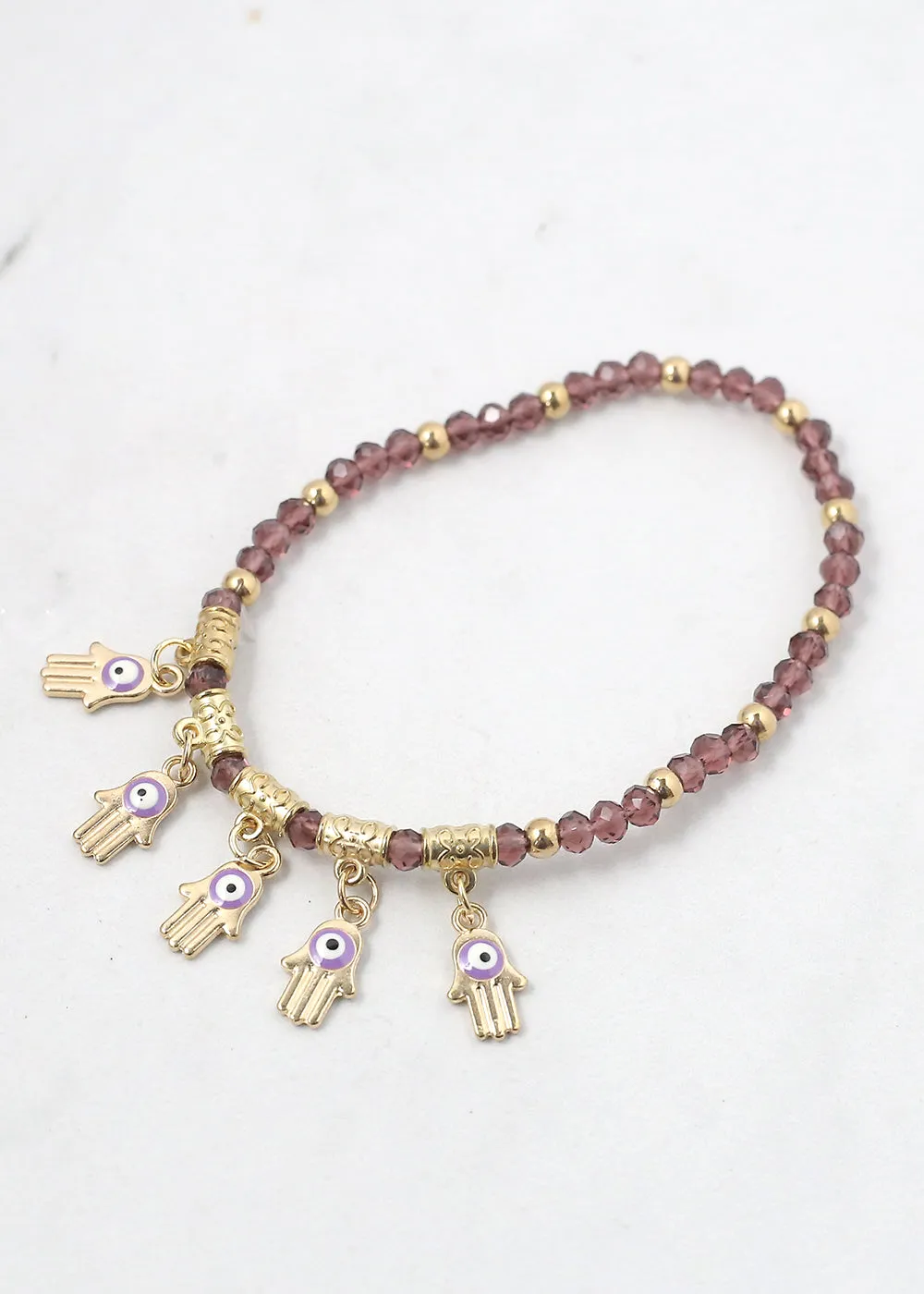 Hamsa Hands   Crystal Beads Bracelet