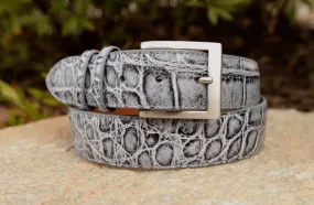 Hand-painted American Alligator Belt: Blackened Grey