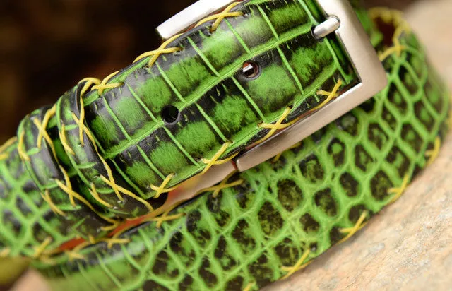 Hand-painted American Alligator Belt: Magnolia Way