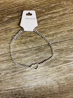 Heart rhinestone choker