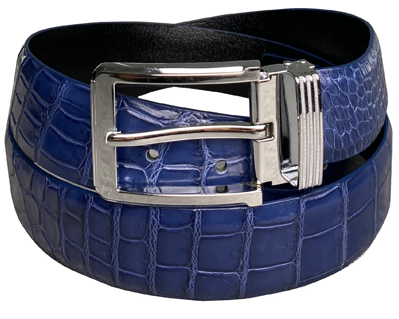 High-end Blue Alligator Belt Men's - Crocodile Skin Belly Belt 1.5" - Pin Buckle - BE-NAV-04-PIN
