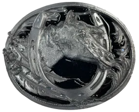 Horse and Horseshoe Belt Buckle