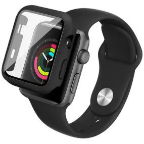 IMAK Apple Watch Series 3/2/1 42mm silicone cover with watch strap   tempered glass - Black