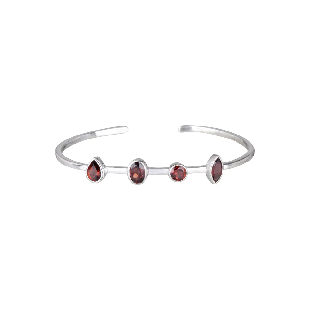 January Birthstone Garnet Cuff, Sterling Silver