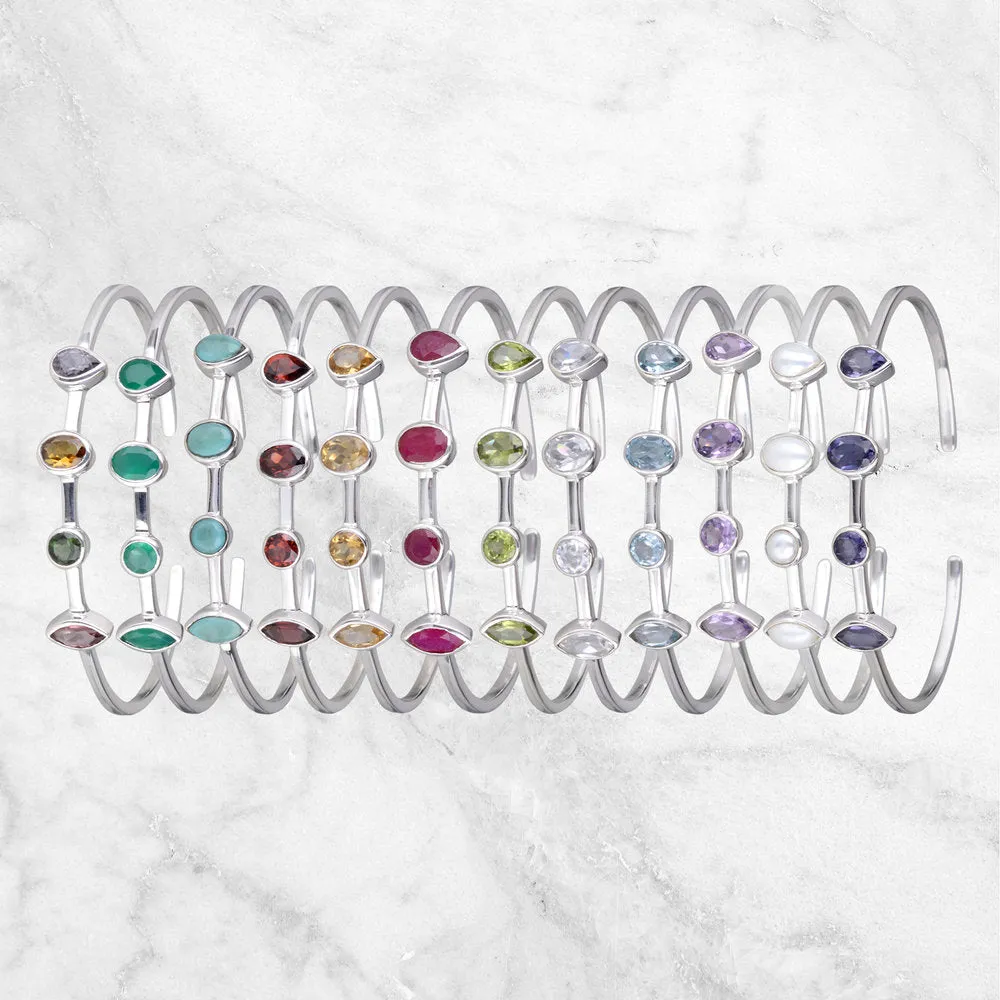 January Birthstone Garnet Cuff, Sterling Silver