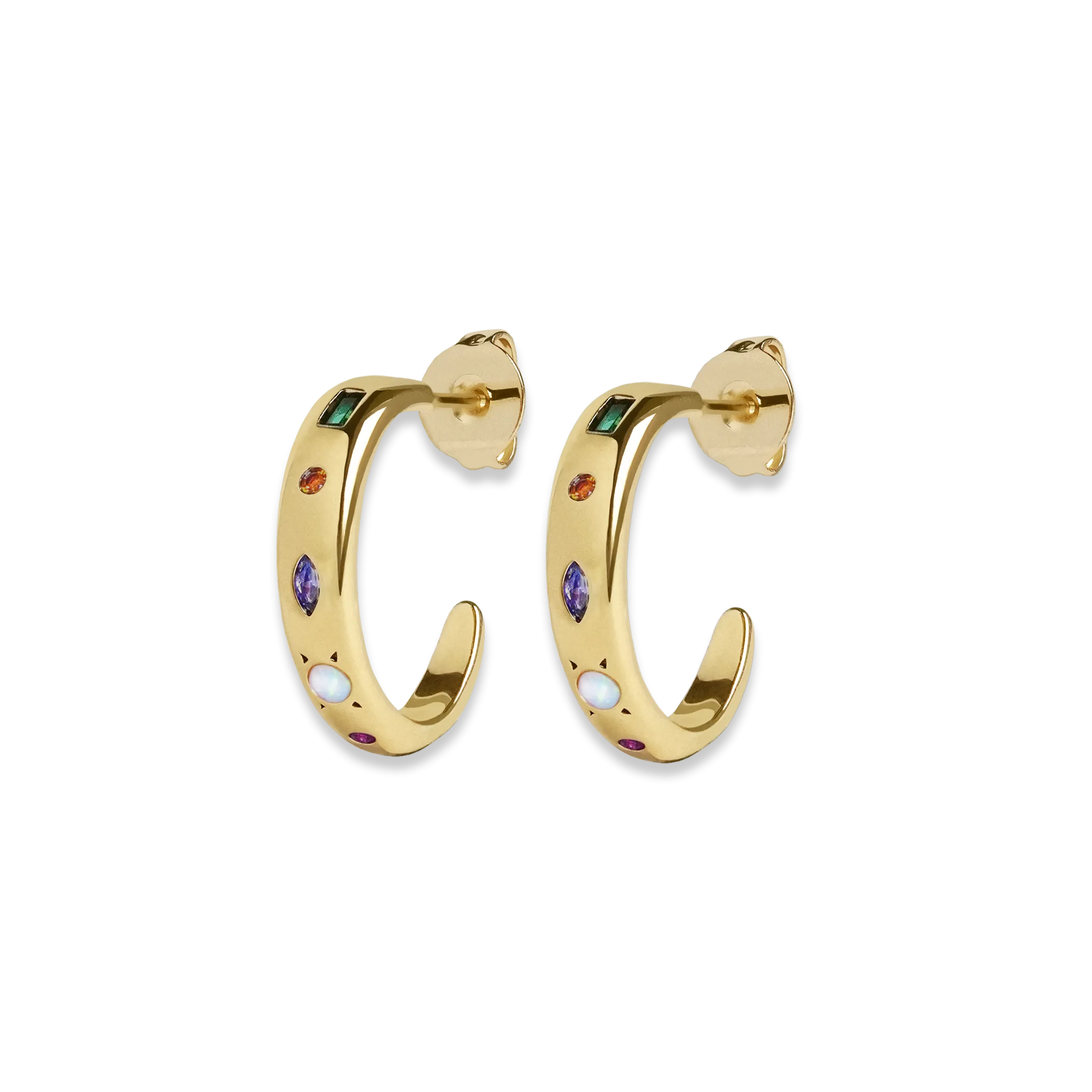 Kaleidoscope Gemstone Hoop Earrings