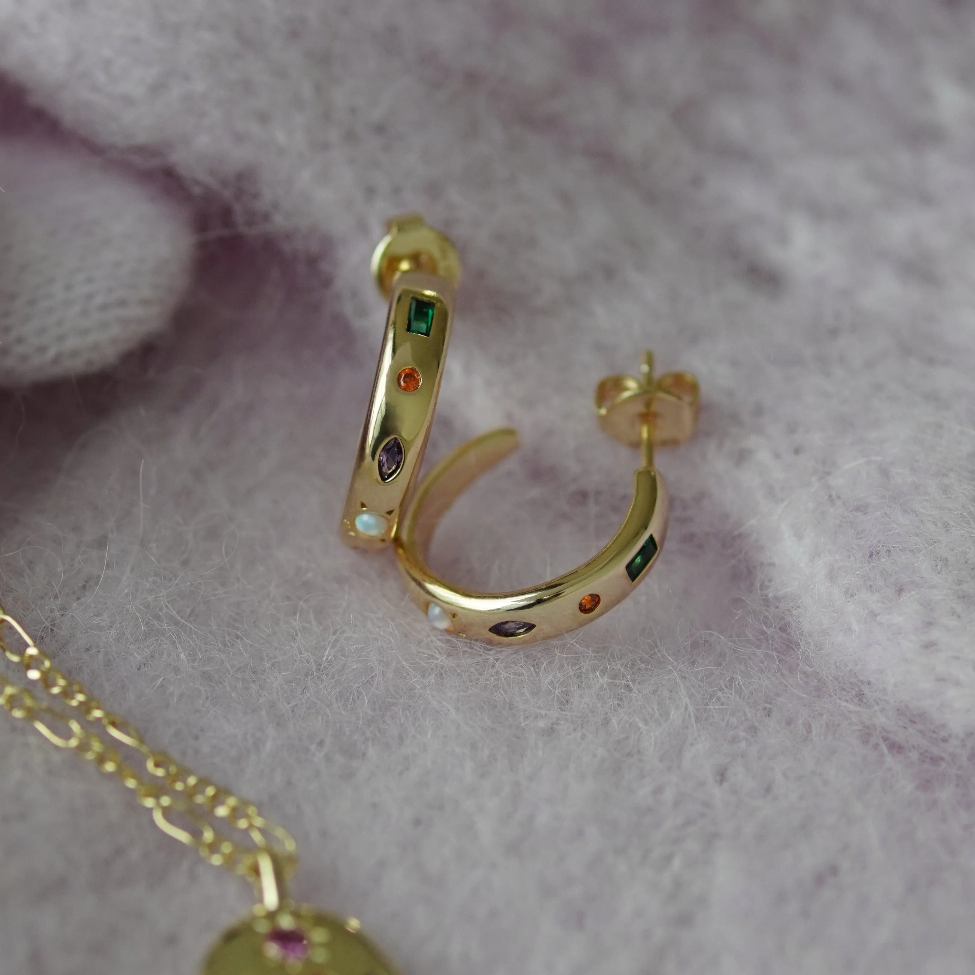 Kaleidoscope Gemstone Hoop Earrings