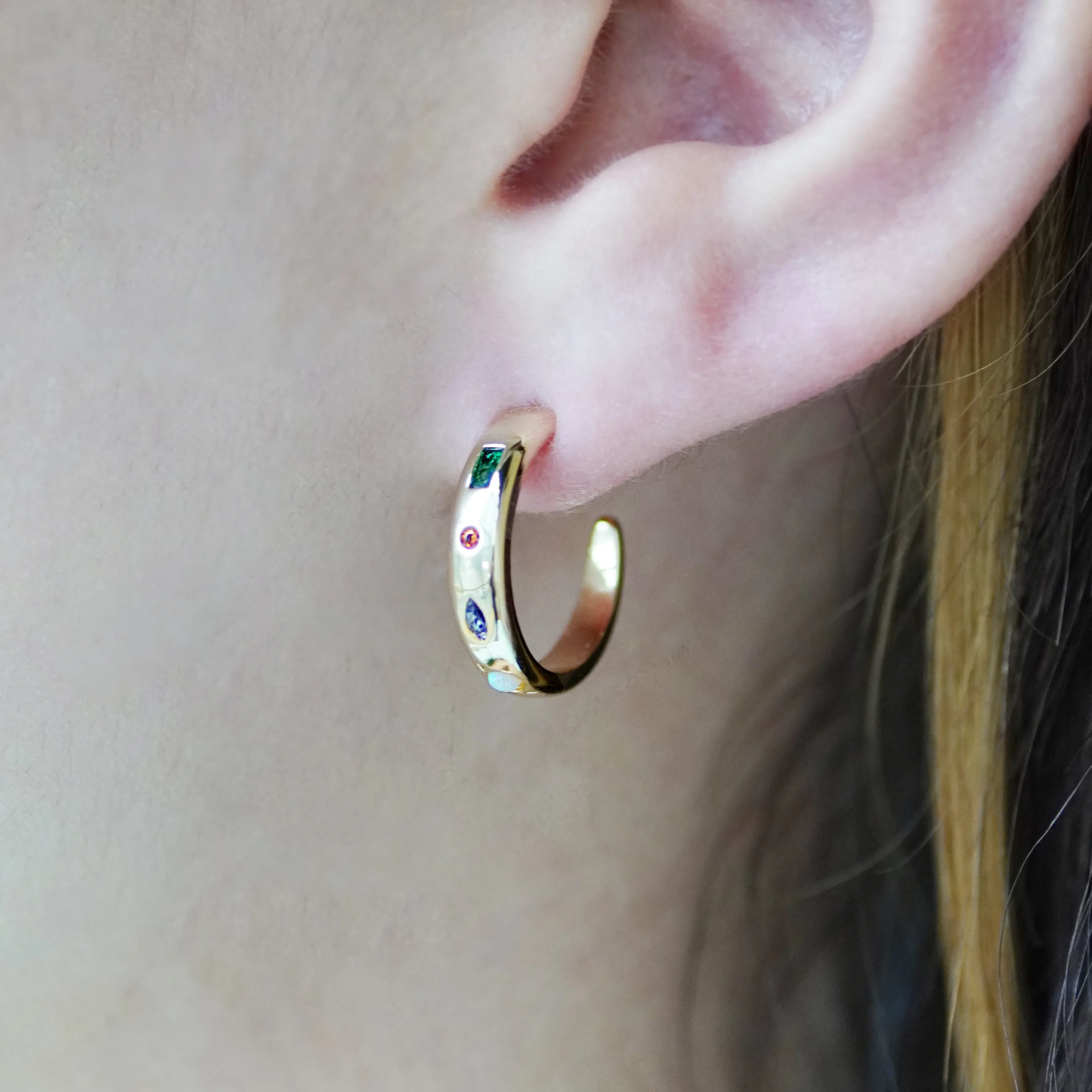 Kaleidoscope Gemstone Hoop Earrings
