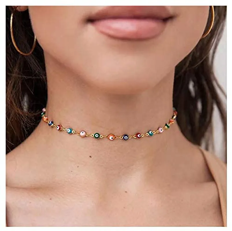 Kercisbeauty Evil Eyes Choker for Women Girls Gold Necklace for Party Gift Her Jewelry