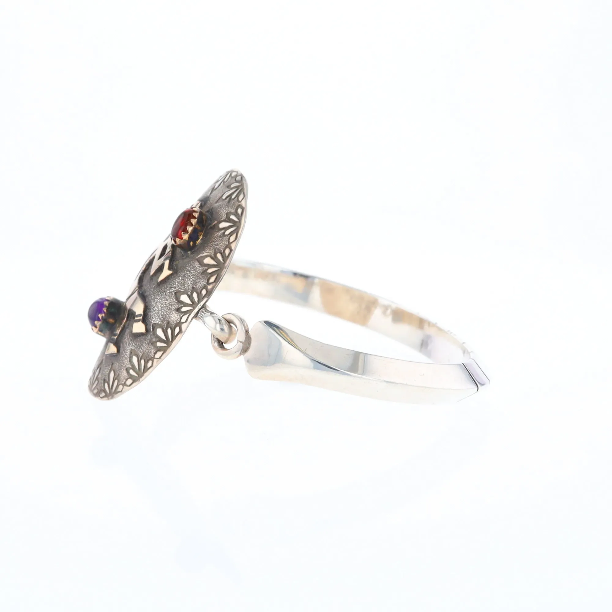 Kokopelli Amber and Amethyst Bracelet