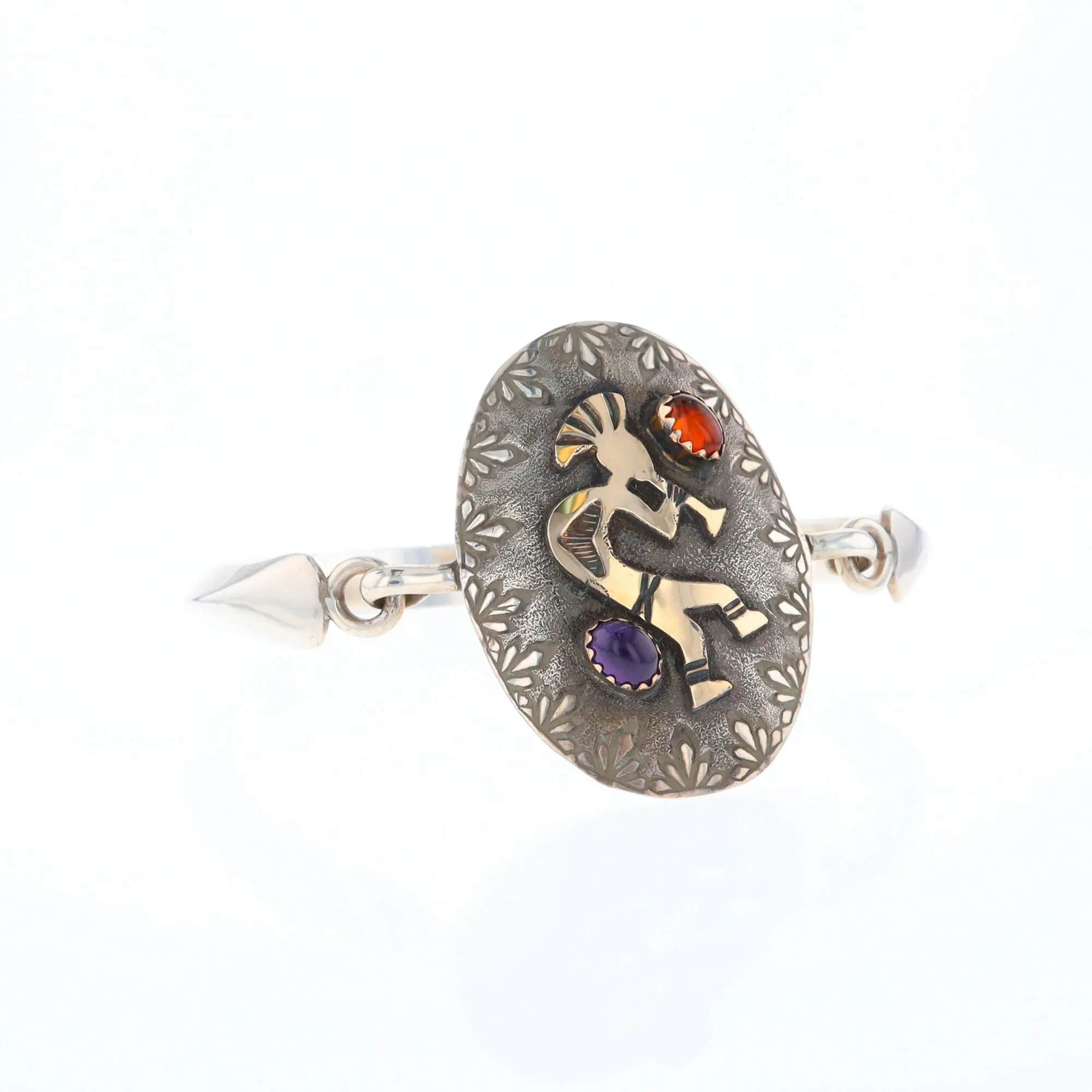 Kokopelli Amber and Amethyst Bracelet
