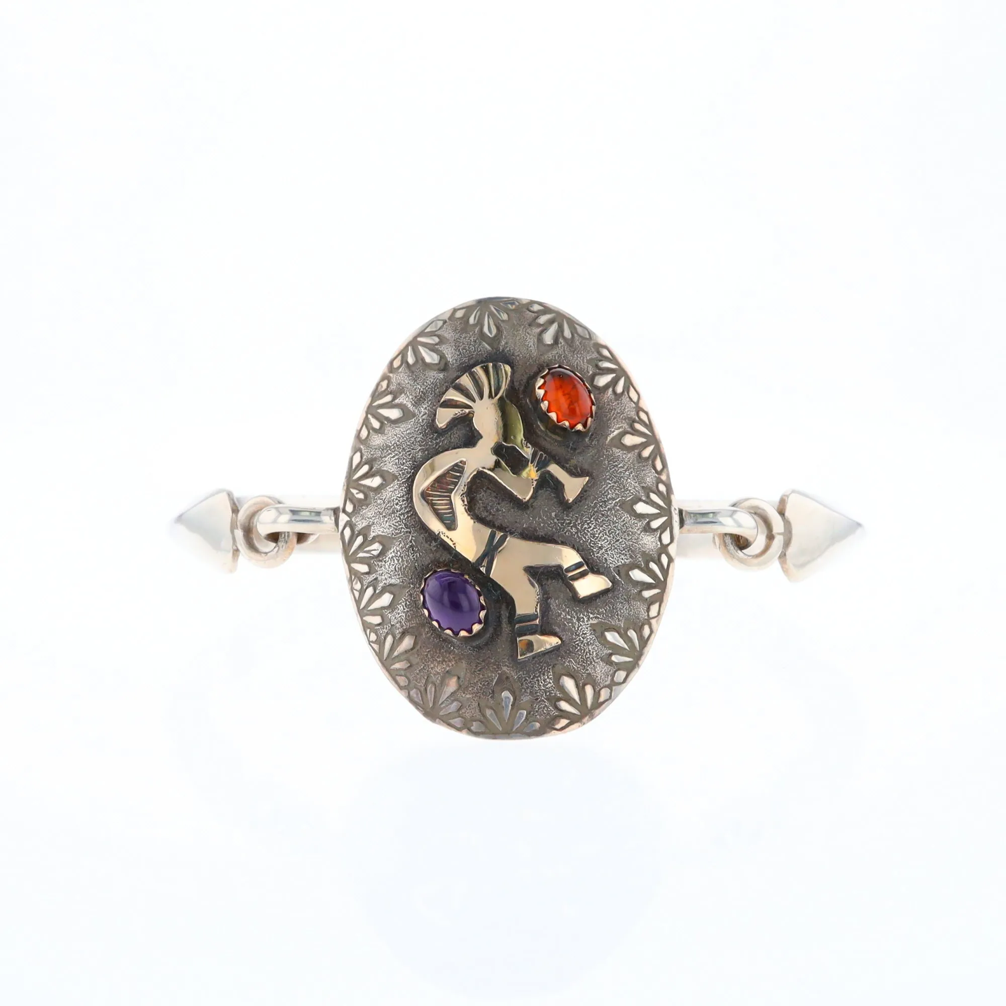 Kokopelli Amber and Amethyst Bracelet